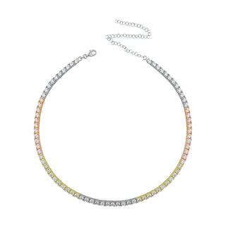 FULL DIAMOND TRI COLOR TENNIS  CHOKER