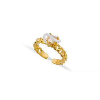 WHITE DREAM WHITE HEART CUBAN RING