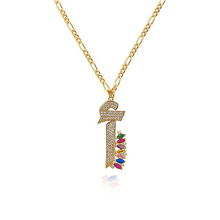 SPECIAL ARABIC LETTERS RAINBOW MARQUISE NECKLACE