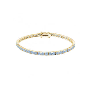 GOLD BLUE TOPAZ DIAMOND CUT TENNIS BRACELET