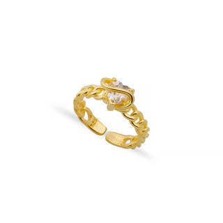 GOLD DREAM WHITE HEART CUBAN RING