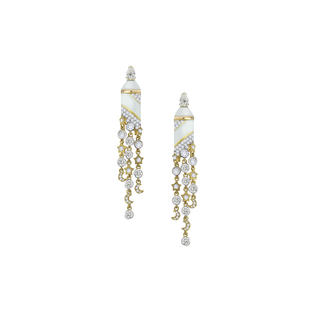WHITE MAGICAL STARS MOON SOLITAIR EARRING