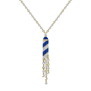 NAVY MAGICAL STARS MOON SOLITAIR NECKLACE