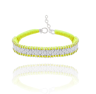 WOVEN GEM NEON YELLOW CHOKER