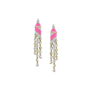 PINK MAGICAL STARS MOON SOLITAIRE EARRING