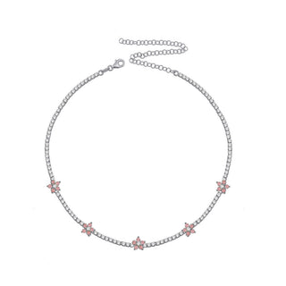 PINK FLOWERS TENNIS CHOKER