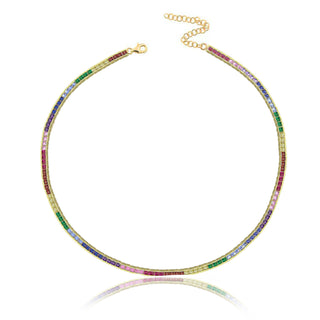 RAINBOW PRINCESS CUT TENNIS CHOKER