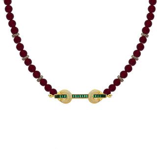 THE POWER RED AGATE X GREEN BAGUETTE CHOKER