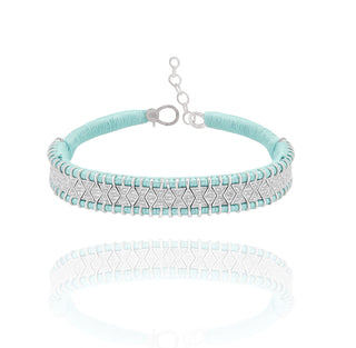 WOVEN GEM LIGHT BLUE CHOKER