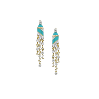 TIFFANY BLUE MAGICAL STARS MOON SOLITAIR EARRING