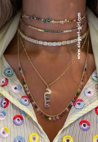 SPECIAL ARABIC LETTERS RAINBOW MARQUISE NECKLACE