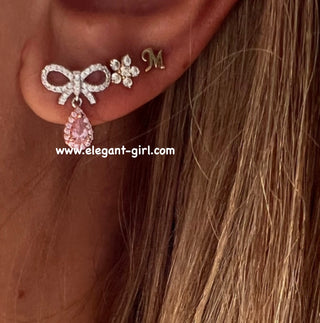 PINK MARQUISE BOW EARRING