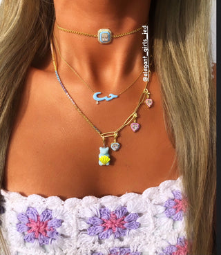 HALF FROM EACH PASTEL & LINK NECKLACE