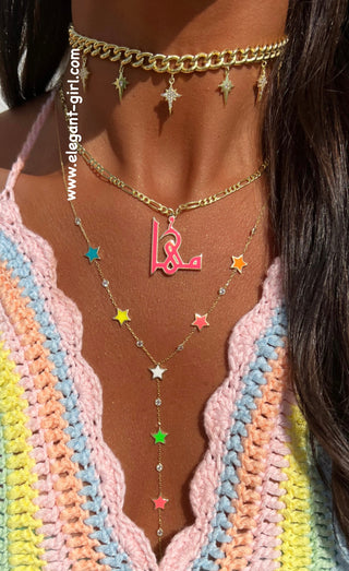 LONG NEON STARS NECKLACE
