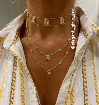 MULTI SQUARE STONES  LINE CHOKER