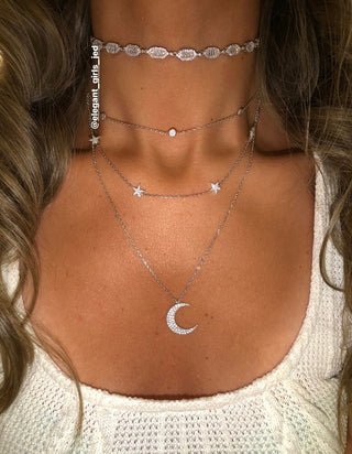 LAYER MOON STARS NECKLACE