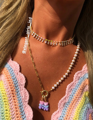 PASTEL BEADS MARQUISE CHOKER GOLD