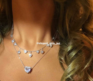 WHITE BIG SOLITAIRE HEART NECKLACE
