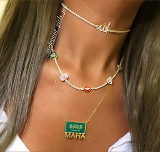 NEW 3 SHAPES IN GOLD TENNIS CHOKER