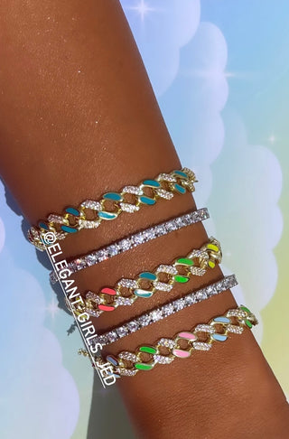 LIGHT COLOR NEON ENAMEL CUBAN BRACELET