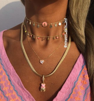 PINK DANGLING ALLAH CHOKER