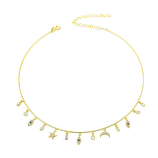 MULTI CHARM CHOKER GOLD