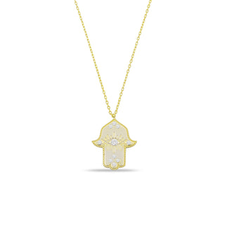 GOLD HAMSA HAND STONE NECKLACE