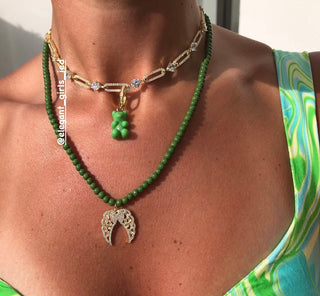WINGS GREEN BEADS NECKLACE