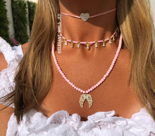 PINK BAGUETTE DANGLE CHOKER