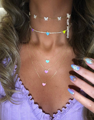 PASTEL COLORS TENNIS HEART CHOKER