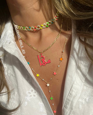 LONG NEON STARS NECKLACE