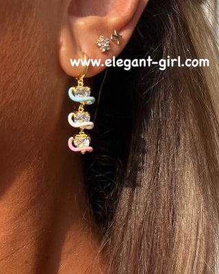 TRI COLOR DREAM  HEART EARRING