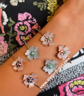 ROSE GREEN STONES FLOWERS BRACELET