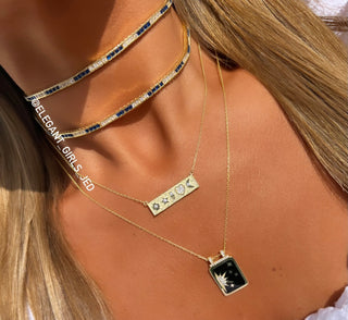 PRINCESS CUT SUPPHIRE X WHITE TENNIS CHOKER