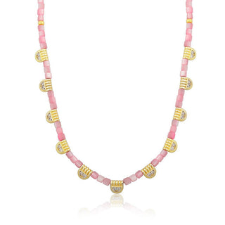 PINK BEADS EYES LOVE NECKLACE