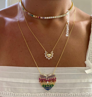 FIRE RAINBOW HEART NECKLACE