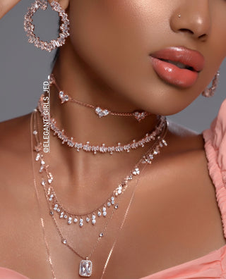 ROSE GOLD DIAMOND DROP CHOKER - ELEGANT GIRLS