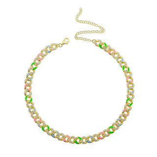 LIGHT COLORS ENAMEL CUBAN CHOKER