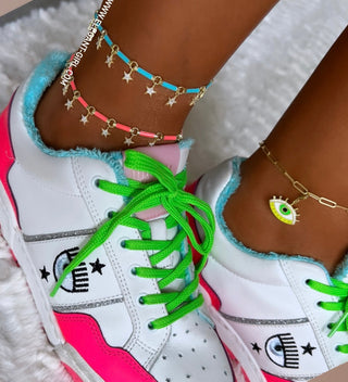 NEON BLUE STARS DANGLE ANKLET