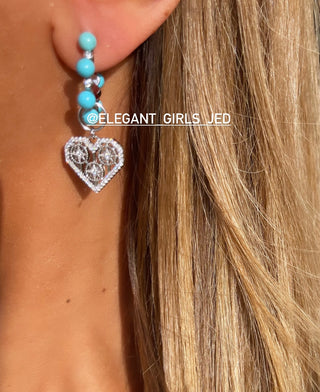 SILVER HEART FIRUZ EARRING