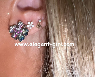 RAINBOW STONES STUD FLOWERS EARRING
