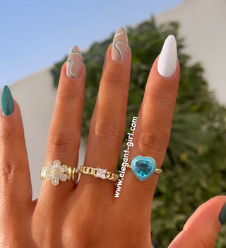 BLUE ENAMEL BLUE HEART DIAMOND RING