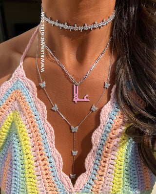 FIRE BAGUETTE MIX DIAMONDS SILVER CHOKER