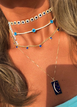 NAVY BLUE SQUARE DIAMOND FULL CHOKER