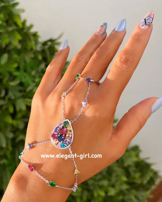 RAINBOW PEAR HAND CHAIN