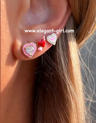 MINI RED LOVE HEART STUD EARRING