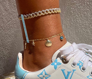 HALF GOLD HALF SILVER CUBAN ANKLET