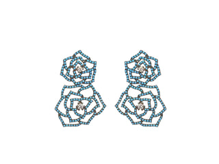 TURQUOISE DOUBLE ART FLOWER EARRING