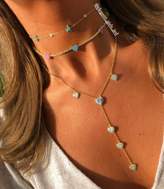 BLUE Y HEARTS NECKLACE