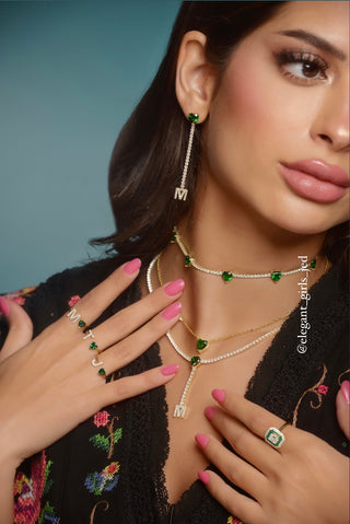 GREEN SOLITAIRE HEART NECKLACE